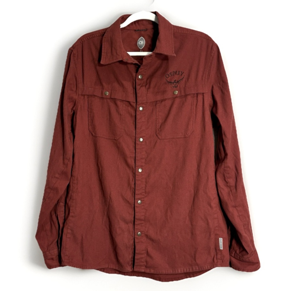 Club Ride Osprey Men’s Large Burgandy Snap Front Flannel Mountain Biking Shacket